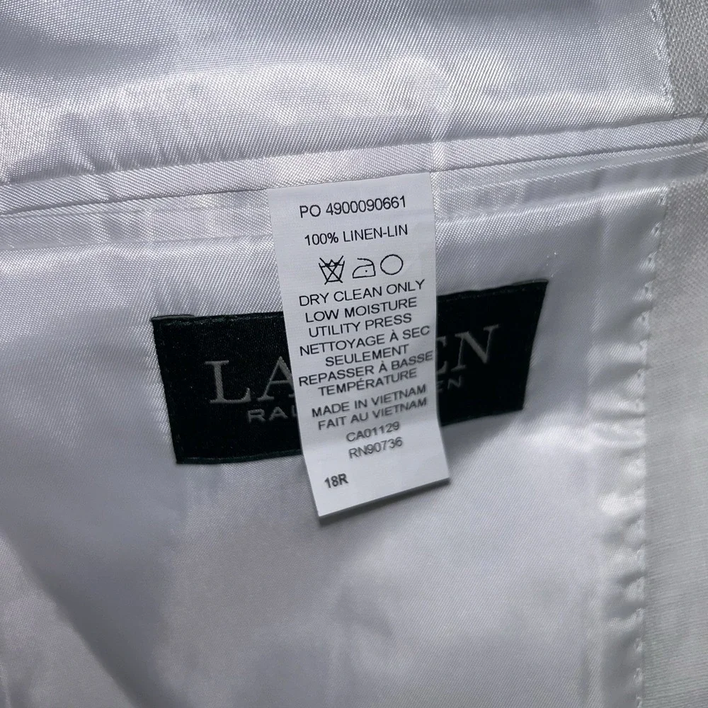 Lauren Ralph Lauren Men's 18R 100 Linen Blazer Sport Coat NWT Chore Jacket